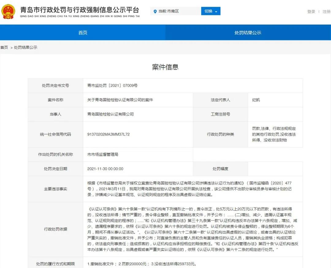 企業(yè)選擇認(rèn)證機(jī)構(gòu)要注意了!涉嫌出具虛假認(rèn)證結(jié)論,一機(jī)構(gòu)被罰
